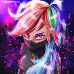 Size: 2000x2000 | Tagged: safe, artist:bellheller, rainbow dash, human, g4, clothes, female, hacker, halloween, high res, holiday, humanized, solo