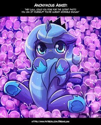 Size: 750x926 | Tagged: safe, artist:lumineko, princess luna, alicorn, pony, g4, biting, cute, female, filly, flower, foal, hnnng, horseshoes, lumineko is trying to murder us, lunabetes, nom, s1 luna, solo, sweet dreams fuel, tail bite, weapons-grade cute, woona, younger