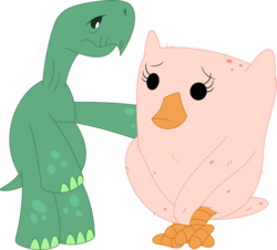 Size: 3582x3236 | Tagged: safe, artist:porygon2z, owlowiscious, tank, bird, owl, reptile, tortoise, g4, bipedal, covering, embarrassed, featherless, high res, no shell, nudity, p, plucked, simple background, transparent background, vector