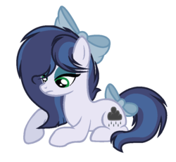 Size: 831x765 | Tagged: safe, artist:theapplebeauty, oc, oc only, oc:dark cloud shadow pie, earth pony, pony, bow, female, hair bow, mare, offspring, parent:pinkie pie, parent:soarin', parents:soarinpie, prone, simple background, solo, tail bow, transparent background