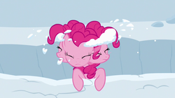 Size: 1280x720 | Tagged: safe, screencap, pinkie pie, earth pony, pony, g4, not asking for trouble, female, head shake, mare, snow, solo
