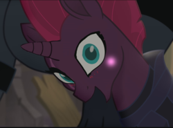 Size: 1100x815 | Tagged: safe, artist:artiks, edit, edited screencap, screencap, tempest shadow, g4, my little pony: the movie, adoracreepy, blushing, creepy, cute, good end, horn, pretty pretty tempest, silly little ponies, tempest gets her horn back, tempest now has a true horn, tempestbetes, yay