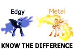 Size: 3000x2000 | Tagged: safe, daybreaker, nightmare moon, g4, edgy, high res, know the difference, metal, op is a duck, op is trying to start shit