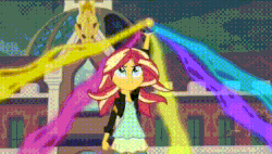 Size: 624x355 | Tagged: safe, edit, edited screencap, editor:kingkek42, screencap, sunset shimmer, equestria girls, g4, my little pony equestria girls: friendship games, twilight's kingdom, alternate ending, alternate scenario, animated, atomic bomb, bad end, discovery family logo, explosion, female, gif, gone horribly right, hub logo, hubble, implied death, magic capture device, mushroom cloud, nuclear weapon, solo, the hub, weapon