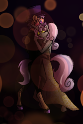 Size: 1200x1800 | Tagged: safe, artist:percy-mcmurphy, sweetie belle, tender taps, earth pony, unicorn, anthro, unguligrade anthro, g4, clothes, colored hooves, dancing, dress, duo, eyes closed, eyeshadow, female, makeup, male, mare, older, older sweetie belle, older tender taps, realistic horse legs, shipping, stallion, straight, suit, sweetietaps, tenderbelle