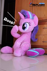 Size: 800x1200 | Tagged: safe, artist:nekokevin, starlight glimmer, pony, unicorn, series:nekokevin's glimmy, g4, boop, cute, female, glimmerbetes, glimmerposting, irl, life size, mare, meme, nekokevin is trying to murder us, photo, plushie, self-boop, sitting, solo