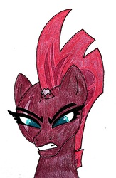 Size: 479x733 | Tagged: safe, artist:slasher0001, tempest shadow, pony, g4, my little pony: the movie, bust, female, portrait, solo, traditional art