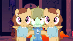 Size: 1920x1080 | Tagged: safe, edit, danny trottance, earth pony, pegasus, pony, g4, make new friends but keep discord, where the apple lies, danny torrance, foal, the grady girls, the grady girls (g4), the shining, unnamed character, unnamed pony