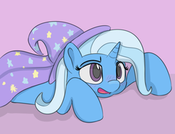 Size: 800x612 | Tagged: safe, artist:treekickerdraws, trixie, pony, unicorn, g4, cape, clothes, female, hat, mare, solo, trixie's cape, trixie's hat