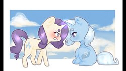 Size: 1280x720 | Tagged: safe, artist:teacuppuppi, rarity, trixie, pony, unicorn, g4, blushing, music, youtube link