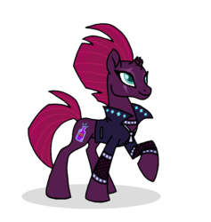 Size: 887x934 | Tagged: dead source, safe, artist:melspyrose, fizzlepop berrytwist, tempest shadow, pony, unicorn, g4, my little pony: the movie, broken horn, choker, clothes, eye scar, female, horn, jacket, leather jacket, mare, pretty pretty tempest, scar, simple background, solo, spiked choker, transparent background