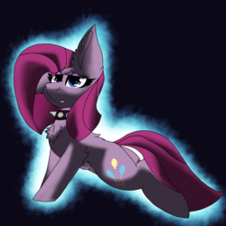 Size: 2560x2560 | Tagged: safe, artist:brokensilence, pinkie pie, g4, choker, collar, eyeshadow, female, high res, makeup, pinkamena diane pie, sad, simple background, solo, spiked choker