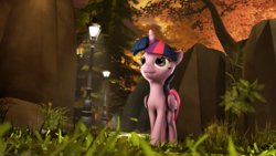 Size: 3840x2160 | Tagged: safe, artist:going2kilzu, twilight sparkle, alicorn, pony, g4, 3d, female, high res, looking up, scenery, smiling, solo, source filmmaker, twilight sparkle (alicorn)