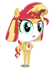 Size: 2935x4151 | Tagged: safe, artist:keronianniroro, sunset shimmer, g4, crossover, female, keronian, sergeant frog, simple background, smiling, solo, species swap, transparent background