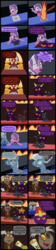Size: 2000x8953 | Tagged: safe, artist:magerblutooth, diamond tiara, discord, silver spoon, oc, oc:dazzle, oc:il, oc:power cord, cat, imp, pony, snail, comic:diamond and dazzle, g4, comic, contract, court, courtroom, crayon, dialogue, document, female, filly, fire, foal, judge, messy mane, mouth hold, trial, x was discord all along