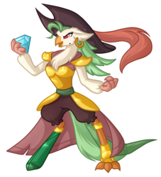 Size: 5000x5500 | Tagged: safe, artist:amazing-artsong, captain celaeno, bird, anthro, g4, my little pony: the movie, absurd resolution, clothes, female, gem, hat, pirate hat, prosthetics, simple background, solo, transparent background