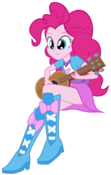 Size: 1267x2000 | Tagged: safe, artist:discorded-joker, pinkie pie, equestria girls, g4, acoustic guitar, boots, clothes, cute, diapinkes, female, musical instrument, schrödinger's pantsu, shoes, simple background, skirt, skirt lift, smiling, solo, transparent background