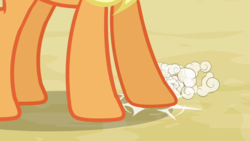 Size: 640x360 | Tagged: safe, screencap, applejack, earth pony, pony, g4, hooves, legs, pictures of legs, solo, stomping