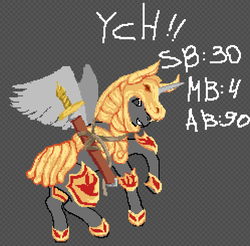 Size: 771x758 | Tagged: safe, oc, oc only, auction, commission, fantasy class, knight, pixel art, warrior, your character here
