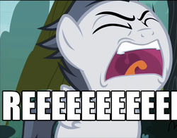 Size: 946x742 | Tagged: safe, edit, edited screencap, screencap, rumble, pegasus, pony, g4, marks and recreation, angry, colt, eyes closed, faic, image macro, male, meme, open mouth, reaction image, reeee, screaming, solo, spread wings, tongue out, wings, yelling