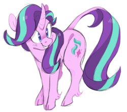 Size: 912x804 | Tagged: safe, artist:xenon, starlight glimmer, classical unicorn, pony, unicorn, g4, cloven hooves, female, horn, leonine tail, mare, simple background, smiling, solo, transparent background, unshorn fetlocks