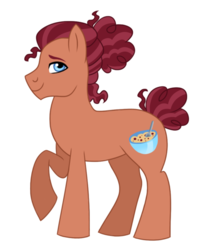 Size: 600x717 | Tagged: safe, artist:cascayd, oc, oc only, oc:cookie batter, earth pony, pony, offspring, parent:cheese sandwich, parent:pinkie pie, parents:cheesepie, solo