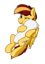 Size: 1050x1500 | Tagged: safe, artist:alexi148, oc, oc only, oc:archi sketch, pegasus, pony, cuddling, hug, male, pillow, simple background, solo, stallion