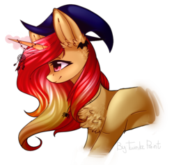 Size: 859x815 | Tagged: safe, artist:twinkepaint, oc, oc only, oc:pretty shine, pony, unicorn, chest fluff, female, hat, mare, simple background, solo, transparent background, witch hat
