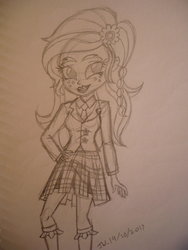 Size: 1024x1365 | Tagged: safe, artist:lavenderrain24, gloriosa daisy, equestria girls, g4, clothes, crystal prep academy uniform, female, school uniform, sketch, solo, traditional art