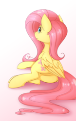 Size: 1200x1920 | Tagged: safe, artist:laptop-pone, fluttershy, pegasus, pony, g4, butt, female, looking at you, looking back, mare, plot, simple background, smiling, solo, white background