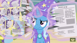 Size: 1280x720 | Tagged: safe, screencap, trixie, g4, uncommon bond, newspaper