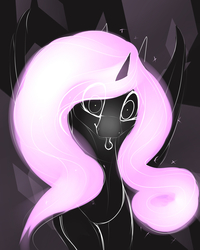 Size: 2000x2500 | Tagged: safe, artist:chapaevv, princess celestia, princess molestia, g4, female, glowing mane, high res, looking at you, monochrome, solo, tongue out
