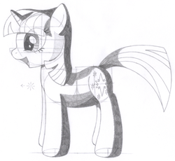 Size: 1370x1259 | Tagged: safe, artist:aafh, twilight sparkle, pony, unicorn, g4, female, monochrome, solo, traditional art