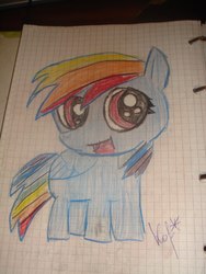 Size: 960x1280 | Tagged: artist needed, safe, rainbow dash, g4, female, graph paper, lined paper, signature, solo, traditional art