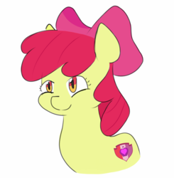 Size: 1433x1464 | Tagged: safe, artist:c0pter, apple bloom, earth pony, pony, g4, cutie mark, female, filly, simple background, smiling, solo, the cmc's cutie marks, white background