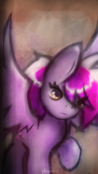 Size: 640x1136 | Tagged: safe, artist:wolfkrft, oc, oc only, oc:sketchbook wonder, pegasus, pony, bust, contest entry, female, golden eyes, looking at you, mare, original character do not steal, portrait, server mascot, solo, wings