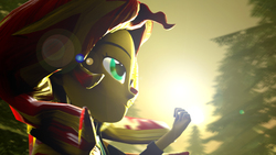 Size: 2560x1440 | Tagged: safe, artist:minerjacker, sunset shimmer, equestria girls, g4, 3d, source filmmaker, sunrise