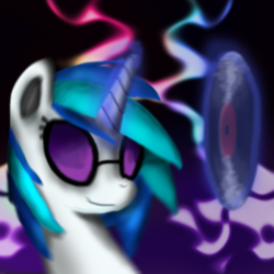 Size: 2900x2900 | Tagged: safe, artist:phendyl, dj pon-3, vinyl scratch, pony, g4, bust, female, high res, magic, portrait, record, solo