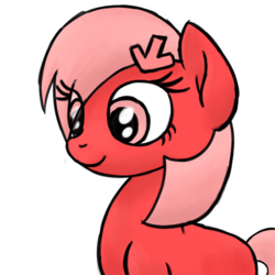 Size: 1000x1000 | Tagged: safe, artist:squeaky-belle, oc, oc only, oc:downvote, pony, derpibooru, cute, derpibooru ponified, meta, ponified, simple background, smiling, solo, transparent background
