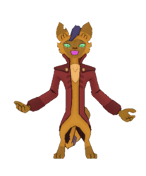 Size: 640x772 | Tagged: safe, gameloft, screencap, capper dapperpaws, abyssinian, anthro, digitigrade anthro, g4, my little pony: the movie, chest fluff, clothes, coat, male, open arms, simple background, solo, transparent background