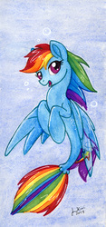 Size: 304x651 | Tagged: safe, artist:jenkiwi, rainbow dash, pegasus, seapony (g4), g4, my little pony: the movie, blue background, bubble, cute, dashabetes, dorsal fin, female, fin, fin wings, fins, fish tail, flowing mane, flowing tail, mare, ocean, open mouth, pink eyes, scales, seaponified, seapony rainbow dash, signature, simple background, smiling, solo, species swap, swimming, tail, traditional art, underwater, water, wings