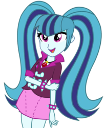 Size: 776x936 | Tagged: safe, sonata dusk, equestria girls, g4, alternate hairstyle, clothes, cute, female, pigtails, skirt, solo, spiked wristband, twintails, wristband