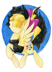 Size: 651x891 | Tagged: safe, artist:jenkiwi, songbird serenade, pegasus, pony, g4, my little pony: the movie, bow, clothes, female, hair bow, mare, singing, solo, traditional art