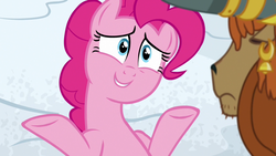 Size: 1280x720 | Tagged: safe, screencap, pinkie pie, prince rutherford, pony, yak, g4, not asking for trouble, snow