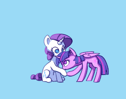 Size: 2538x2000 | Tagged: safe, artist:lilfunkman, rarity, twilight sparkle, alicorn, pony, unicorn, g4, animated, cheek kiss, cute, duo, female, gif, high res, hoof kissing, horn, horn kissing, kissing, lesbian, mare, no pupils, ship:rarilight, shipping, simple background, starry eyes, twilight sparkle (alicorn), wingding eyes