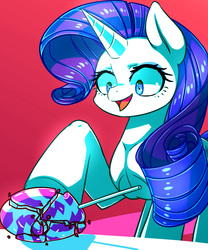 Size: 1380x1660 | Tagged: safe, artist:tangankittentail, rarity, pony, unicorn, g4, candy, color porn, eyestrain warning, female, food, lollipop, smashing, solo