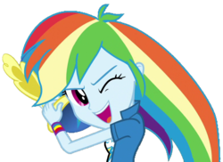 Size: 781x568 | Tagged: safe, artist:fella, rainbow dash, equestria girls, g4, my little pony equestria girls: friendship games, bracelet, cute, dashabetes, female, hat, jewelry, one eye closed, simple background, solo, transparent background, wink