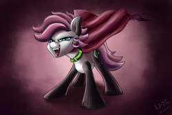 Size: 3000x2000 | Tagged: safe, artist:foughtdragon01, oc, oc only, pony, cape, clothes, fangs, female, high res, mare, open mouth, requested art, smiling, solo
