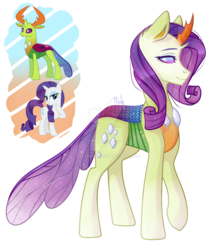 Size: 1024x1205 | Tagged: safe, artist:keeharn, rarity, thorax, changedling, changeling, pony, unicorn, g4, fusion, fusion:rarity, fusion:thorax, king thorax, watermark