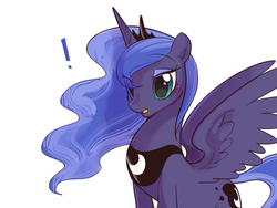 Size: 1024x768 | Tagged: safe, artist:haden-2375, princess luna, alicorn, pony, g4, cute, exclamation point, female, lunabetes, mare, open mouth, reaction image, simple background, solo
